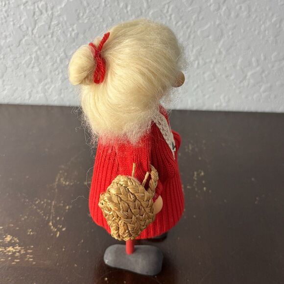 Ljungstroms Vintage Sweden 9” Christmas Figurine Tomte Wood Felt Mrs. Claus - Picture 4 of 7